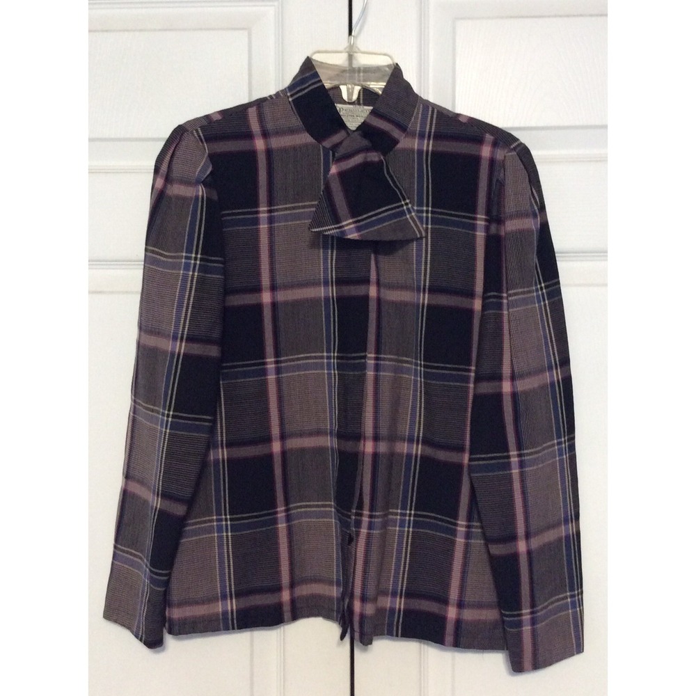 Vtg Miss Pendleton Large Button Down Plaid 100% Virgin Wool Dark Academia Rustic